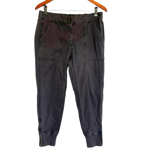 J. Crew Black Twill Joggers Zip Cuff Size 8 Ankle Length Casual Fall Outdoors - Picture 1 of 8